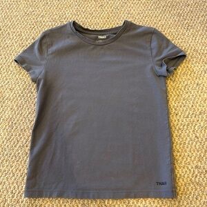 This is a basic navy blue T-shirt.
